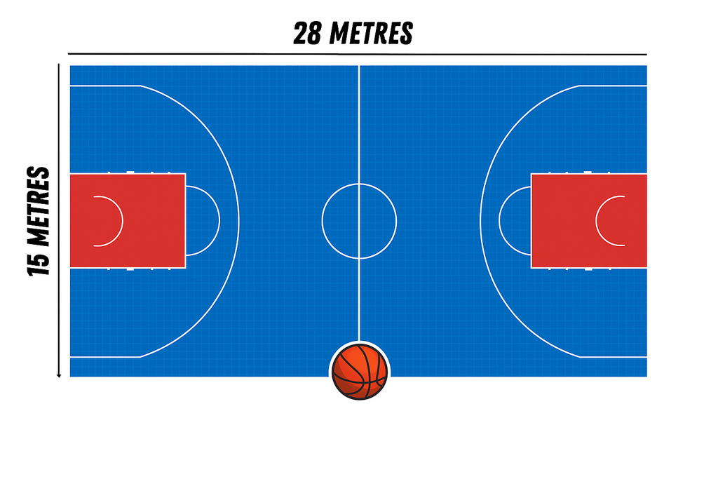 Full-Sized Basketball Court (28m x 15m) – Bring the Game Home