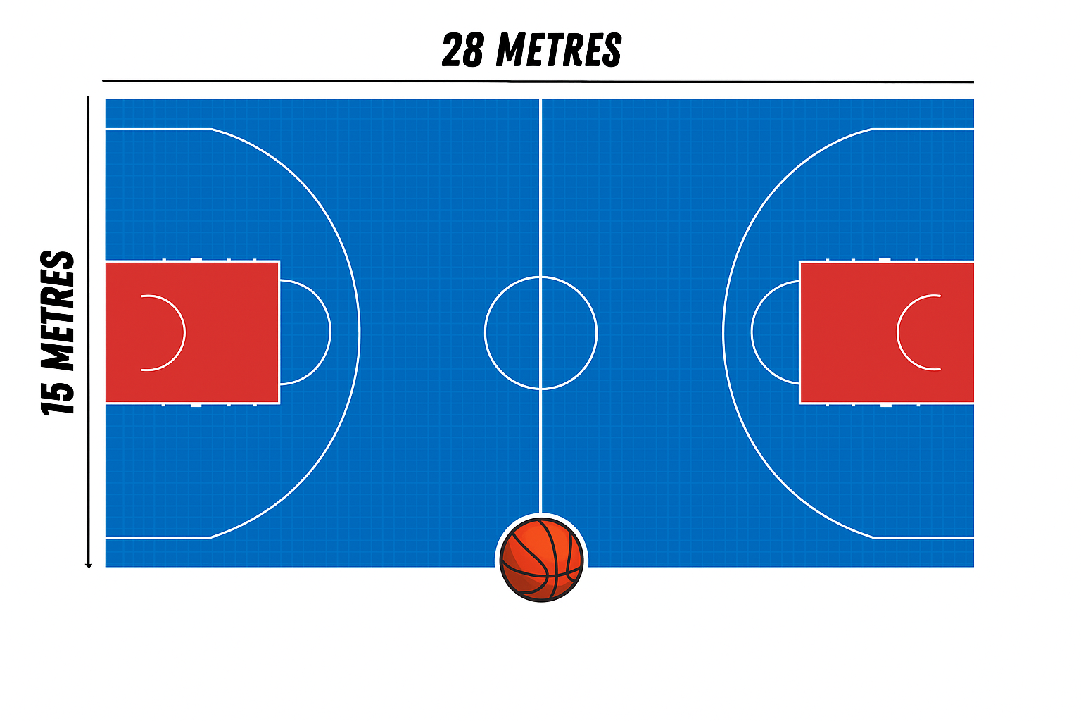 Full-Sized Basketball Court (28m x 15m) – Bring the Game Home